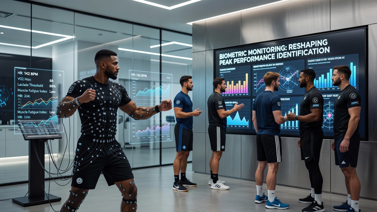 Athletes wearing biometric sensors during training sessions in combat sports and team athletics environments