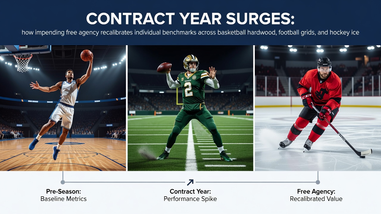 Athletes in contract years pushing performance limits on basketball court, football field, and hockey rink