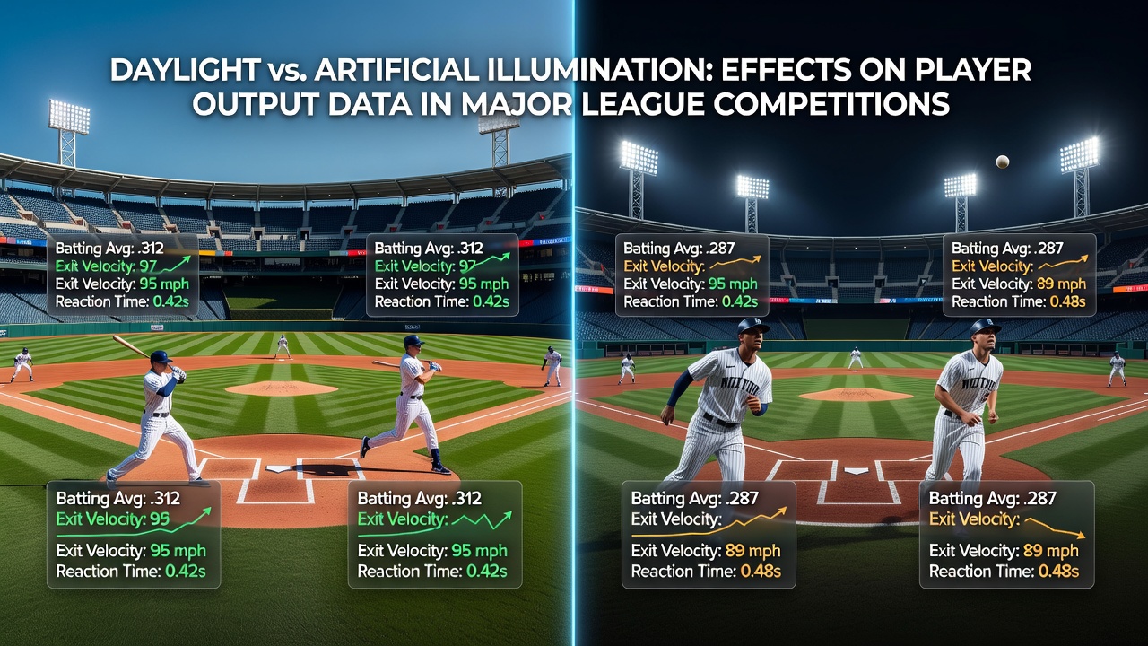 Comparison of natural daylight and artificial stadium lighting during a professional soccer match at dusk