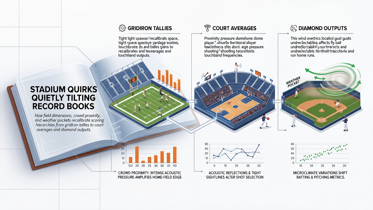 Aerial view of a football stadium showing unique field dimensions and seating arrangements that influence gameplay
