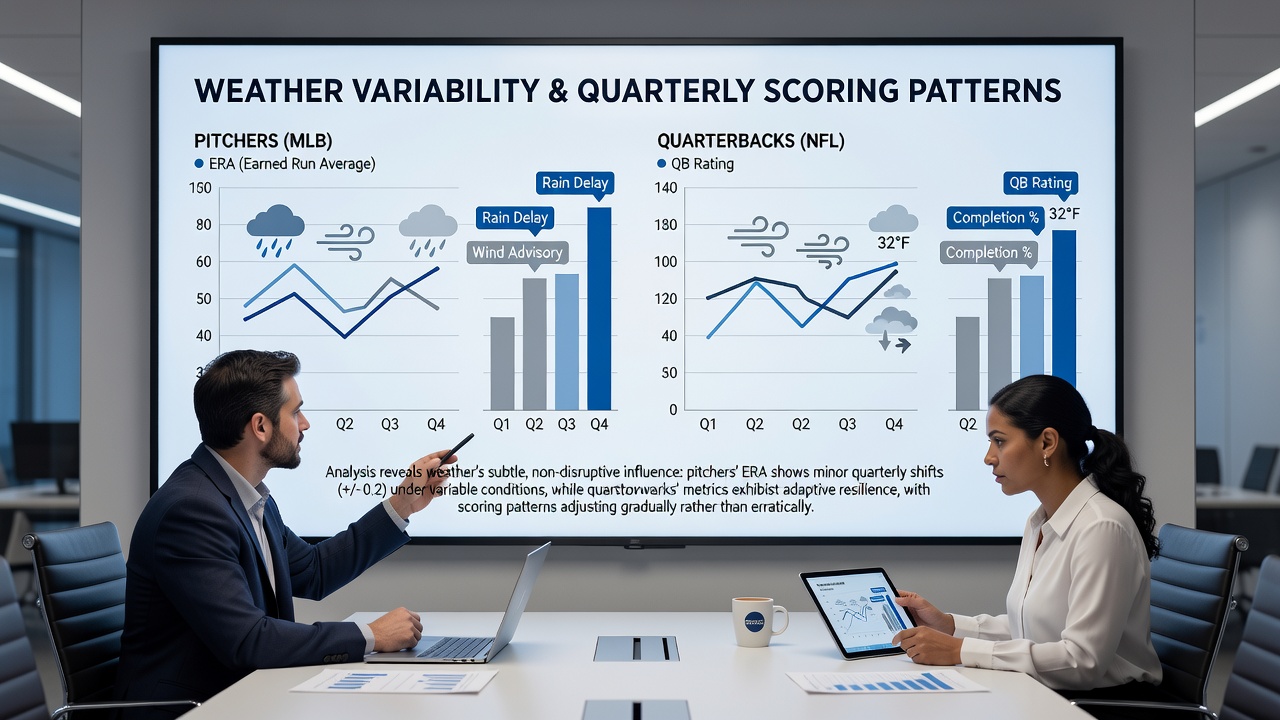 Data visualization showing scoring trends correlated with weather metrics across multiple outdoor sports